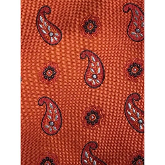 ERMENEGILDO ZEGNA Men's Tie 100% Silk ITALY Luxury FLORAL Red Orange Blue 62"EUC - Picture 2 of 7